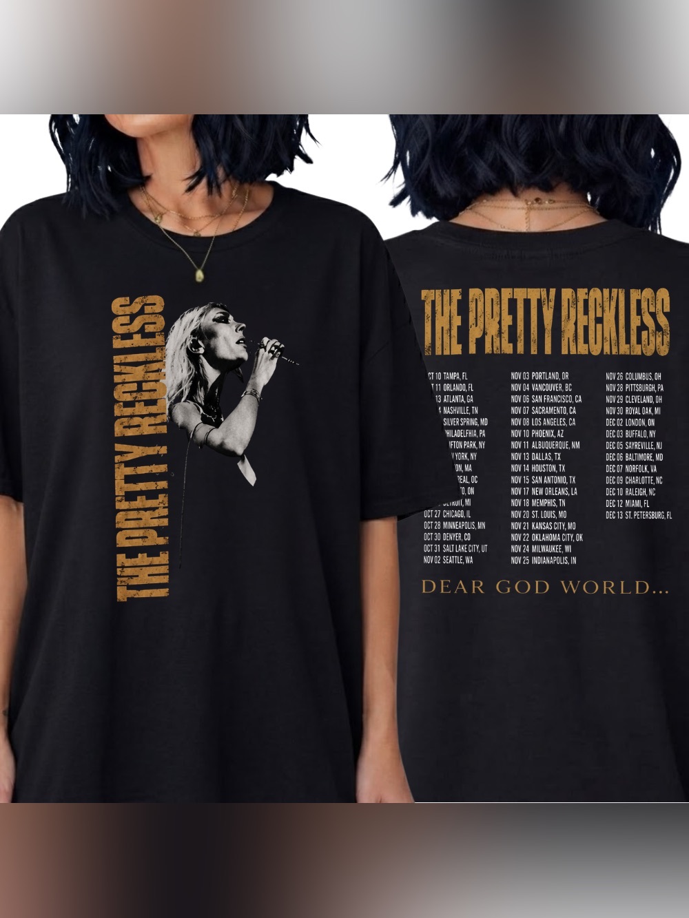 The Pretty Reckless Dear God World Tour Concert Band Merch Vintage Black T-Shirt